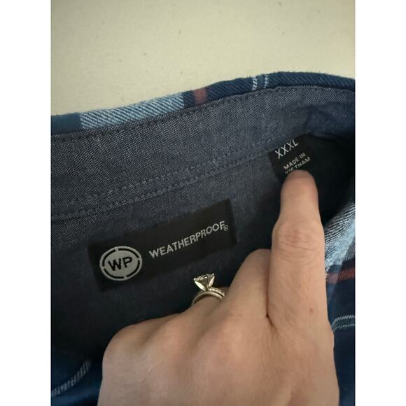 Men's Weatherproof Beacon Blue Plaid Flannel Button-up Shirt 3X/XXXL NWT - Picture 2 of 8